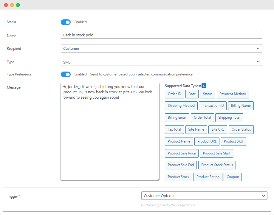 Configure a new back-in-stock notification with Flow Notify.