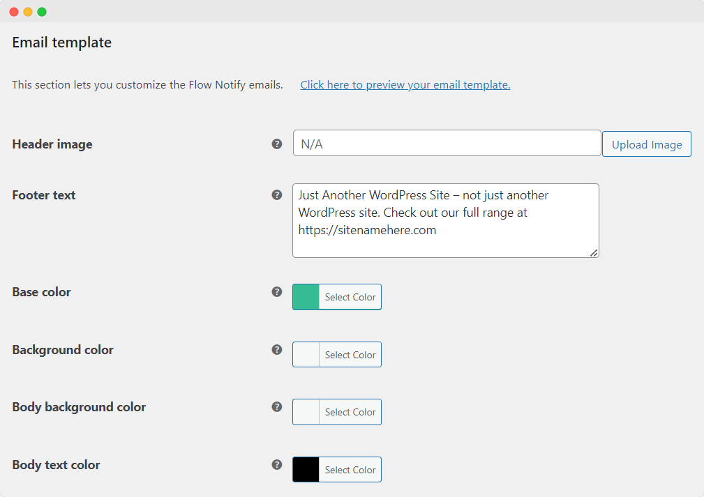 Configure the appearance of your email templates with Flow Notify.