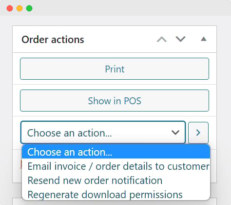 WooCommerce – select an order action.