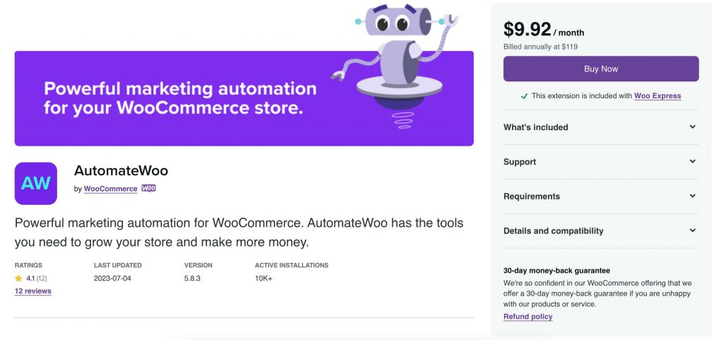 AutomateWoo landing page.