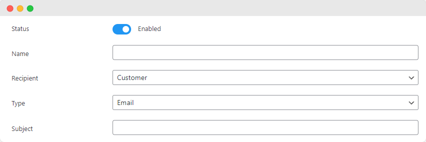 Add the name, recipient, type of notification, and subject with Flow Notify.