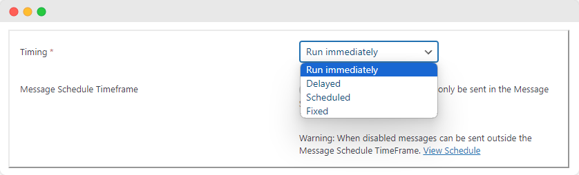 Configure the notification scheduling options with Flow Notify.