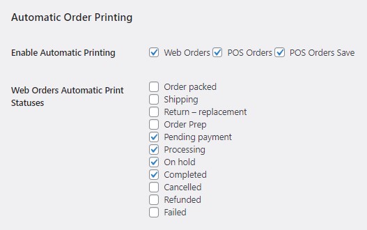 Configure automatic printing by order status with BizPrint