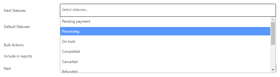 Configure 'next statuses' using Flow Notify